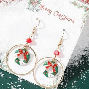 Christmas Wreath Drop Earrings